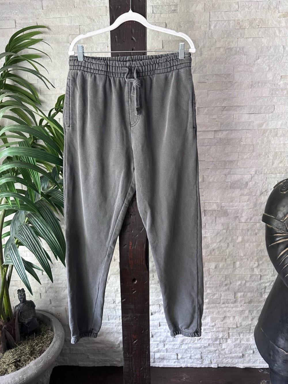 TALENTLESS Designer Charcoal Steel Gray Cotton Drawstring Sweatpants Size Large